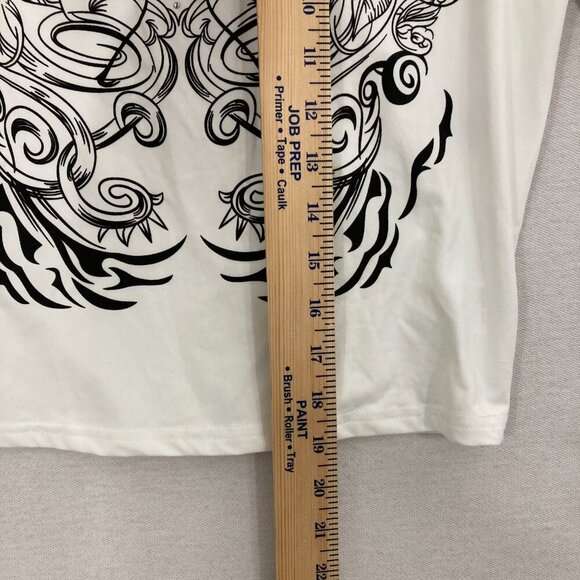 New ROMWE Women's Black White Graphic Short Sleeve Crop Top Medium - Picture 4 of 8